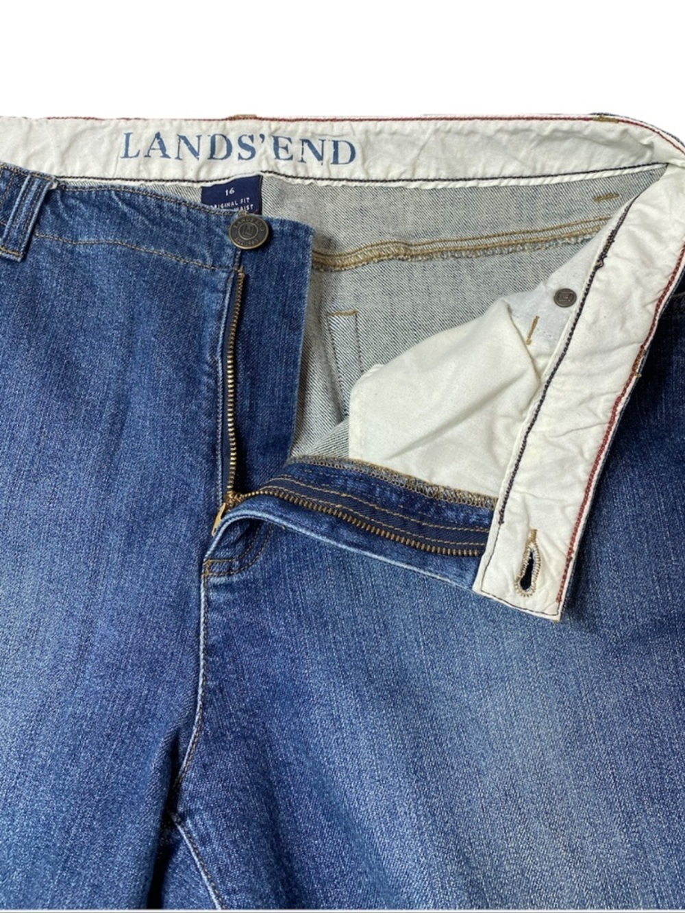Lands End Women’s Original Fit Classic Waist Boot Leg Jeans Blue Size 16 - Picture 5 of 11